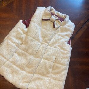 Max Studio Kids Vest in Cream and Burgundy